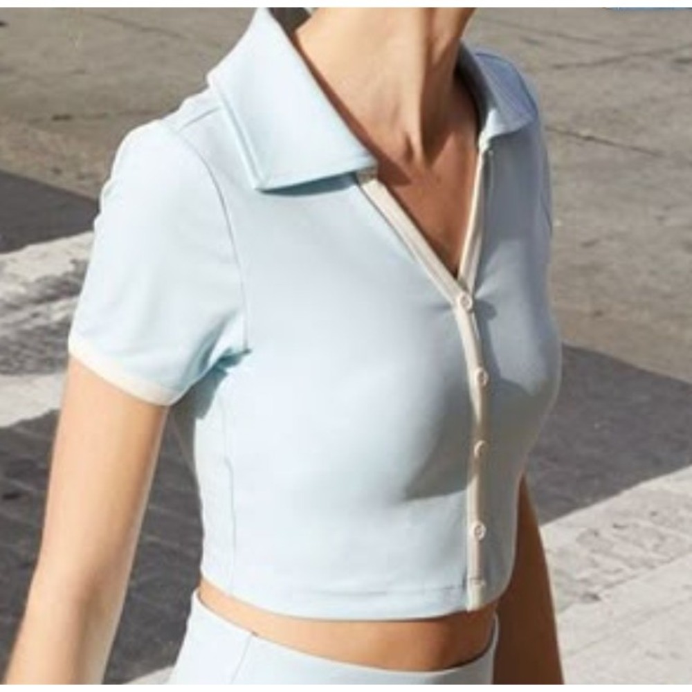 New PAC 1980 active polo On Par Light Blue Cropped Top Pacsun NWT SMALL S